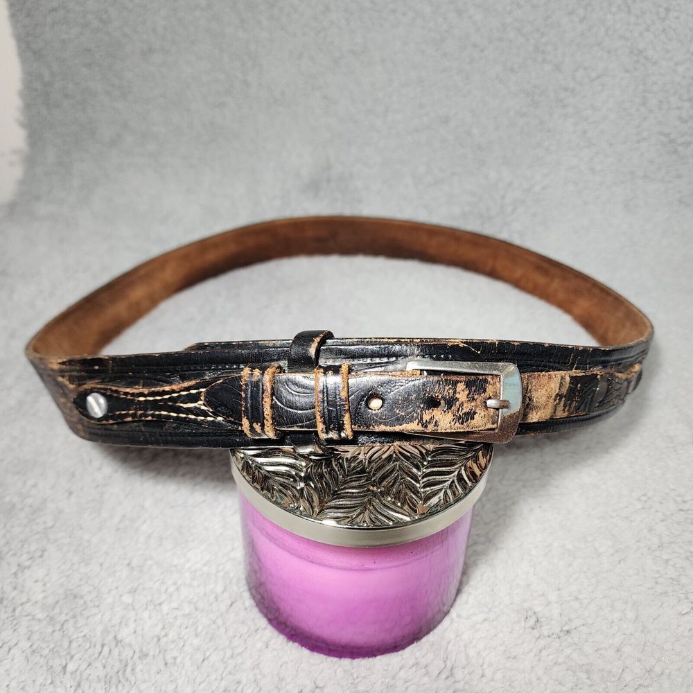 Leather Ranger Style Belt Men's Size 41/‎ 44 Brown Vintage Worn Western Sheriff